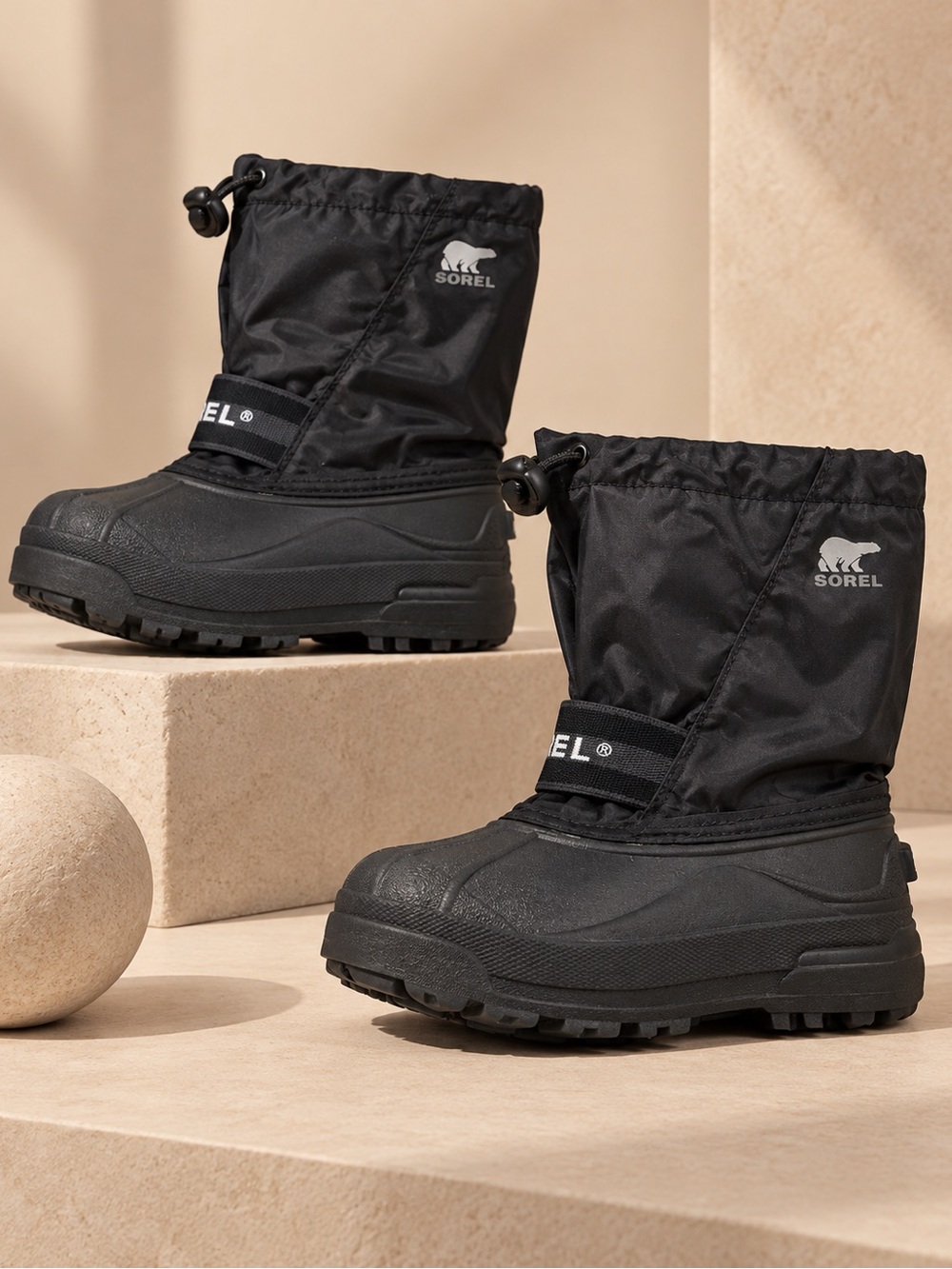 SOREL Ice Fox Black Waterproof Winter Snow Boots Size 3